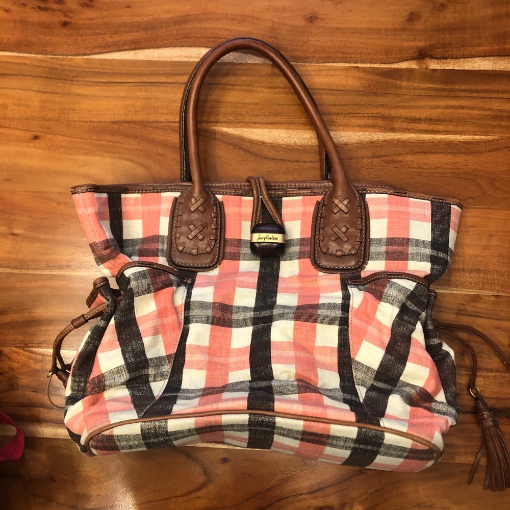 Authentic 90s Juicy Couture Pink Plaid Tote Bag